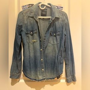 woman’s american eagle jean denim button shirt